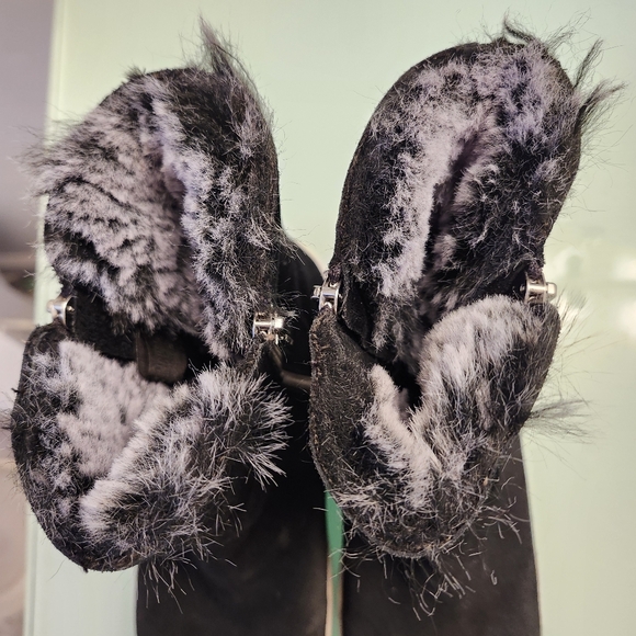 J/SLIDES BLACK BOOTS TRISTAN FLUFFY INTERIOR SIZE 8 - Picture 2 of 16